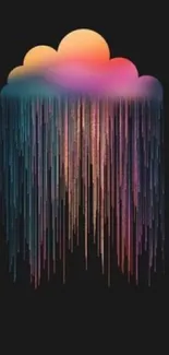 Colorful abstract cloud with cascading lines.