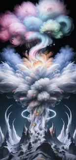 Abstract cloud art with vibrant pastel colors.