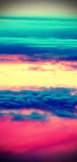 Vibrant abstract wallpaper with clouds and colorful hues.