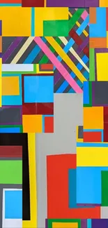 Vibrant abstract wallpaper with colorful geometric blocks.