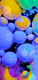 Vibrant abstract wallpaper with colorful bubbles.