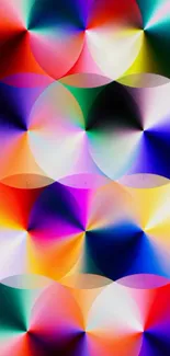 A colorful abstract wallpaper with circular patterns in various hues.