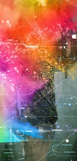 Vibrant abstract wallpaper with a rainbow of exploding colors.