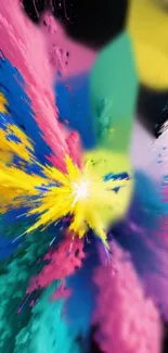 Abstract vibrant splash wallpaper featuring bright and dynamic colors.