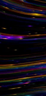 Colorful abstract lines on black background.