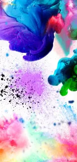 Vibrant abstract wallpaper with colorful splashes and dynamic design.