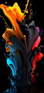 Colorful abstract splash design wallpaper on black background.