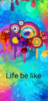 Colorful abstract wallpaper with vibrant splash and circles.