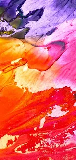 Vibrant abstract phone wallpaper with red, orange, and pink hues.