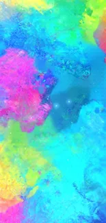 Vibrant abstract color splash wallpaper with dynamic blues and pinks.