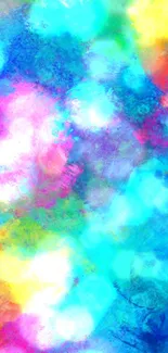 Vibrant abstract color splash wallpaper with blues, pinks, and greens.