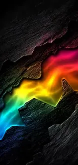 Colorful abstract streak on dark background wallpaper.