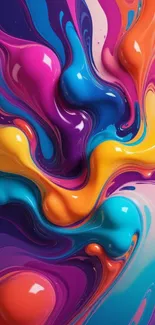 Vibrant abstract fluid art in multicolors.