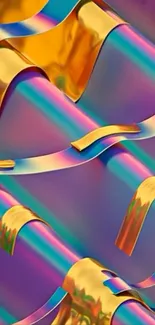 Colorful abstract waves with metallic finish.