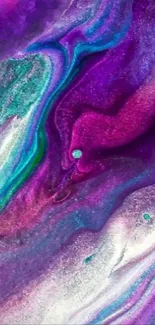 Abstract colorful waves with vibrant purples and greens.