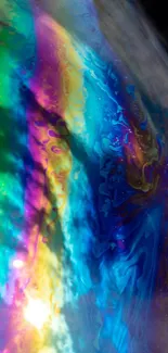 Vibrant abstract mobile wallpaper with colorful swirling patterns.