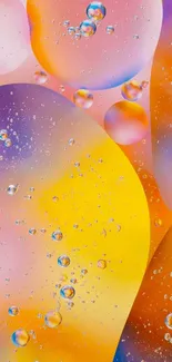 Vibrant abstract wallpaper with colorful oil droplets and bubbles.