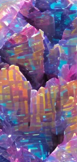 Vibrant abstract crystal art wallpaper in purple tones.