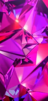 Abstract crystal design in vibrant pink and purple hues.