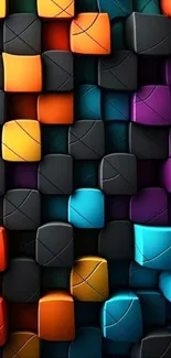 Vibrant abstract cubes in various colors form a modern wallpaper.