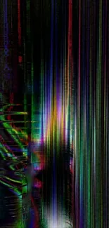 Vibrant abstract design with colorful vertical lines on a dark backdrop.