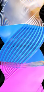 Vibrant abstract DNA-inspired mobile wallpaper with blue and pink helix.