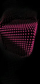 Mobile wallpaper with abstract pink dot pattern on black background.