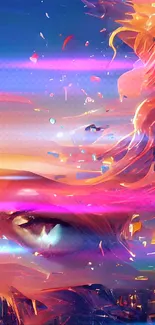 Colorful abstract dreamscape art with vibrant hues and dynamic patterns.