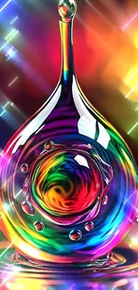 Vibrant, colorful droplet artwork with abstract design.