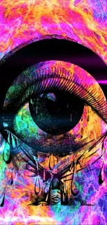 Psychedelic eye with vibrant abstract colors.