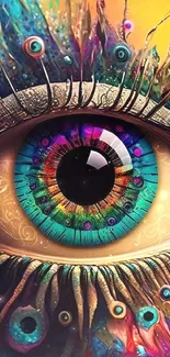 Colorful and surreal abstract eye art for mobile wallpaper.