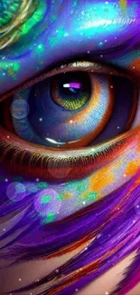 Vibrant and colorful abstract eye wallpaper with intricate details.