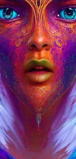 Vibrant abstract art of a colorful face with intricate details.