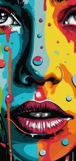 Colorful abstract face art wallpaper for mobile screen.