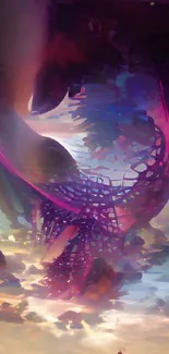 Colorful abstract fantasy wallpaper with vibrant swirling designs.