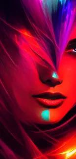 Vibrant abstract female portrait in neon colors.