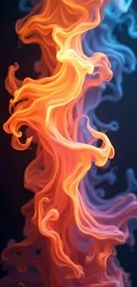 Vibrant flame swirls with blue and orange hues.