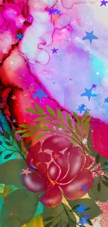 Vibrant abstract floral design with colorful hues.