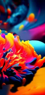 Vibrant abstract floral design with vivid colors.