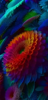 Colorful abstract floral art with vibrant petals.