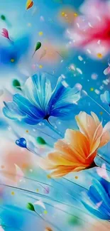 Vibrant floral wallpaper with colorful petals.