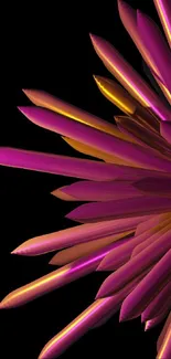 Pink and gold abstract floral design on a dark background.