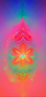 Vibrant abstract floral mobile wallpaper with pink, orange, and purple hues.