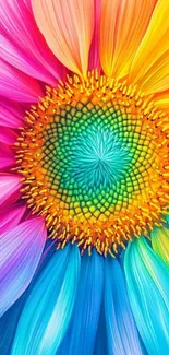 Vibrant abstract floral wallpaper with colorful petals.