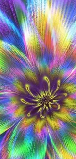 Vibrant abstract flower wallpaper with colorful design.