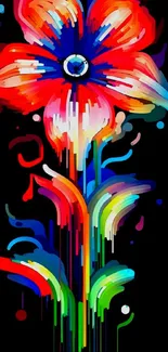 Colorful abstract flower art mobile wallpaper.