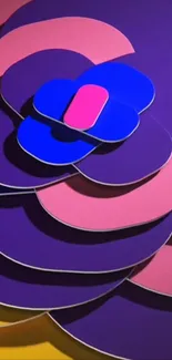 Abstract flower wallpaper in vibrant purple and pink hues.