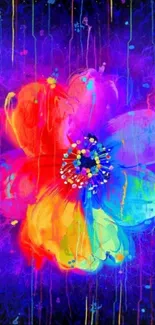 Vibrant abstract flower wallpaper with colorful petals.