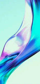 Vibrant fluid abstract art with neon blue and pink tones.