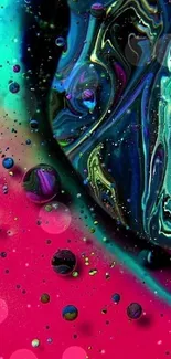 Vibrant abstract fluid art wallpaper with teal and purple tones.